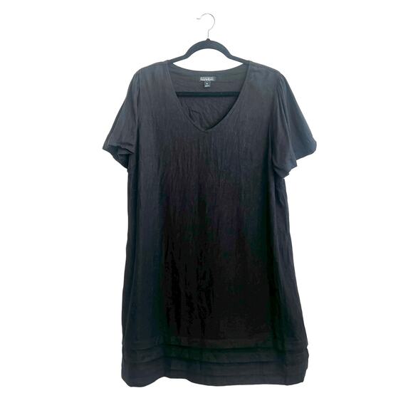 Original Nicole Miller Black Linen Dress Minimalist Classic 90s Quiet Luxury XL - Picture 2 of 7